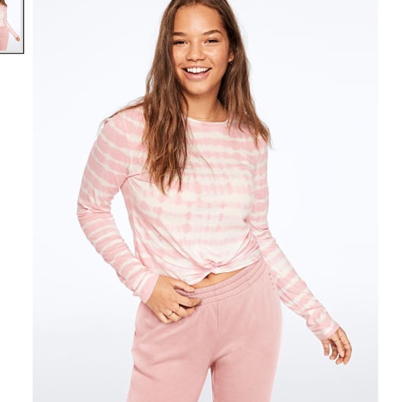 HP! NWT VS PINK Twist Front Tie Die Tee - Picture 1 of 3